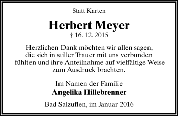 Anzeige  Herbert Meyer  Lippische Landes-Zeitung