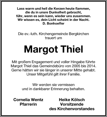 Anzeige  Margot Thiel  Lippische Landes-Zeitung