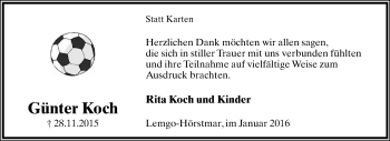 Anzeige  Günter Koch  Lippische Landes-Zeitung
