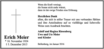 Anzeige  Erich Meier  Lippische Landes-Zeitung