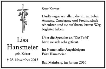Anzeige  Lisa Hansmeier  Lippische Landes-Zeitung