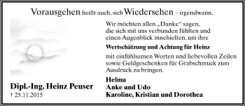 Anzeige  Heinz Peuser  Lippische Landes-Zeitung