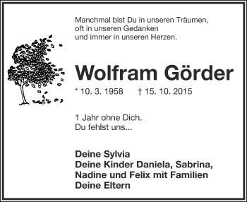 Anzeige  Wolfram Görder  Lippische Landes-Zeitung