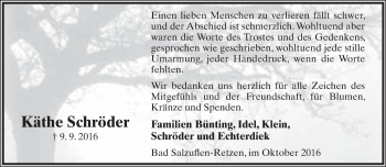 Anzeige  Käthe Schröder  Lippische Landes-Zeitung