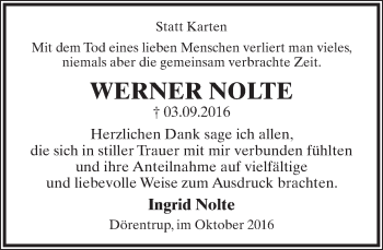 Anzeige  Werner Nolte  Lippische Landes-Zeitung