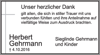 Anzeige  Herbert Gehrmann  Lippische Landes-Zeitung