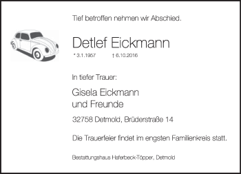 Anzeige  Detlef Eickmann  Lippische Landes-Zeitung