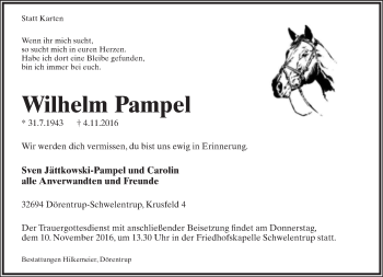 Anzeige  Wilhelm Pampel  Lippische Landes-Zeitung