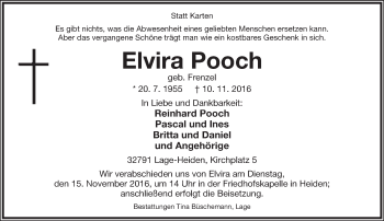 Anzeige  Elvira Pooch  Lippische Landes-Zeitung