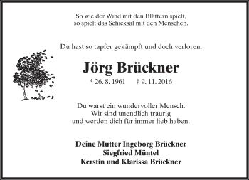 Anzeige  Jörg Brückner  Lippische Landes-Zeitung