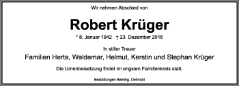 Anzeige  Robert Krüger  Lippische Landes-Zeitung