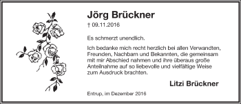 Anzeige  Jörg Brückner  Lippische Landes-Zeitung