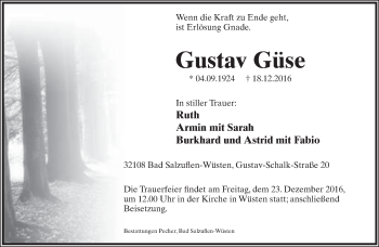 Anzeige  Gustav Güse  Lippische Landes-Zeitung