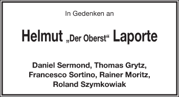 Anzeige  Helmut Laporte  Lippische Landes-Zeitung