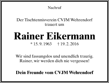 Anzeige  Rainer Eikermann  Lippische Landes-Zeitung