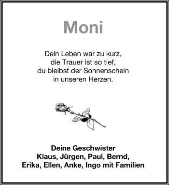 Anzeige  Monika Wallbaum  Lippische Landes-Zeitung