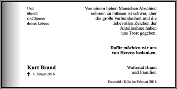 Anzeige  Kurt Brand  Lippische Landes-Zeitung