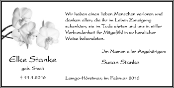 Anzeige  Elke Stanke  Lippische Landes-Zeitung
