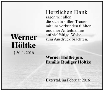 Anzeige  Werner Höltke  Lippische Landes-Zeitung