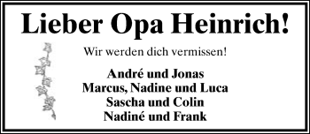 Anzeige  Heinrich   Lippische Landes-Zeitung