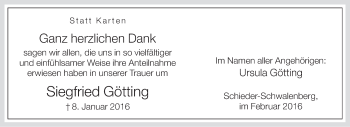 Anzeige  Siegfried Götting  Lippische Landes-Zeitung