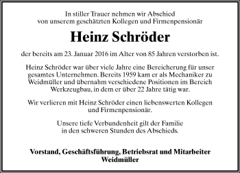 Anzeige  Heinz Schröder  Lippische Landes-Zeitung