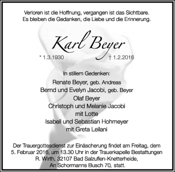 Anzeige  Karl Beyer  Lippische Landes-Zeitung
