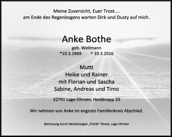 Anzeige  Anke Bothe  Lippische Landes-Zeitung