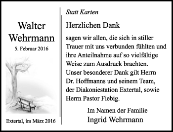 Anzeige  Walter Wehrmann  Lippische Landes-Zeitung