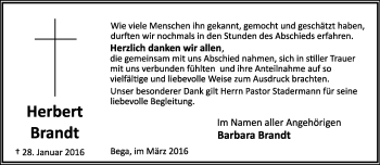 Anzeige  Herbert Brandt  Lippische Landes-Zeitung