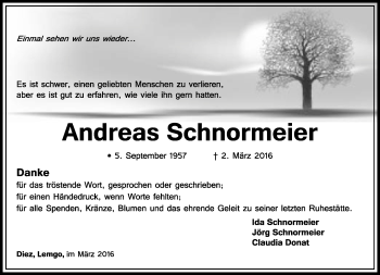 Anzeige  Andreas Schnormeier  Lippische Landes-Zeitung