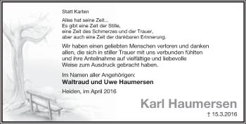 Anzeige  Karl Haumersen  Lippische Landes-Zeitung