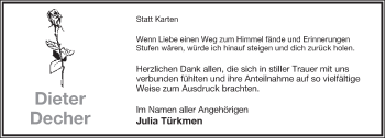 Anzeige  Dieter Decher  Lippische Landes-Zeitung