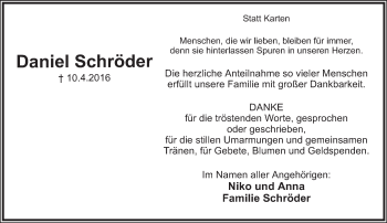 Anzeige  Daniel Schröder  Lippische Landes-Zeitung