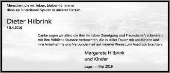 Anzeige  Dieter Hilbrink  Lippische Landes-Zeitung
