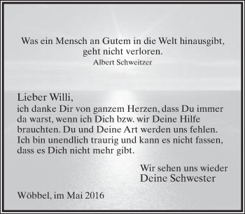 Anzeige  Willi   Lippische Landes-Zeitung