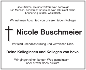 Anzeige  Nicole Buschmeier  Lippische Landes-Zeitung
