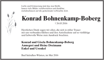 Anzeige  Konrad Bohnenkamp-Boberg  Lippische Landes-Zeitung