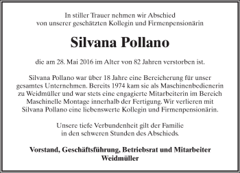 Anzeige  Silvana Pollano  Lippische Landes-Zeitung