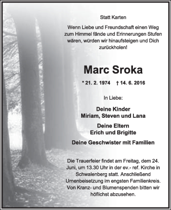 Anzeige  Marc Sroka  Lippische Landes-Zeitung