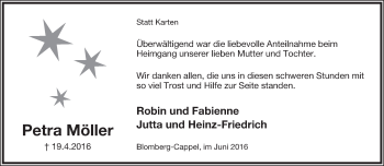 Anzeige  Petra Möller  Lippische Landes-Zeitung
