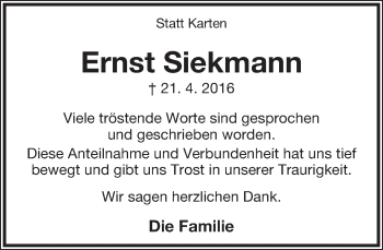 Anzeige  Ernst Siekmann  Lippische Landes-Zeitung