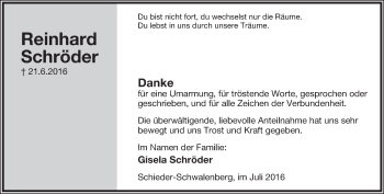 Anzeige  Reinhard Schröder  Lippische Landes-Zeitung