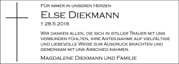 Anzeige  Else Diekmann  Lippische Landes-Zeitung