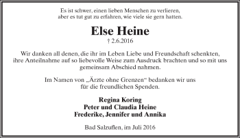 Anzeige  Else Heine  Lippische Landes-Zeitung