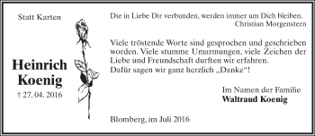 Anzeige  Heinrich Koenig  Lippische Landes-Zeitung