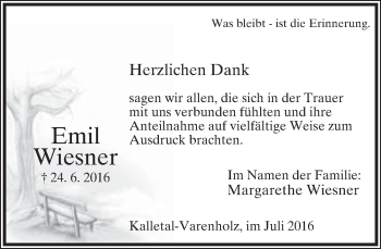 Anzeige  Emil Wiesner  Lippische Landes-Zeitung