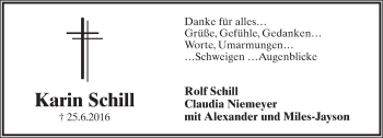 Anzeige  Karin Schill  Lippische Landes-Zeitung