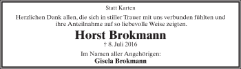 Anzeige  Horst Brokmann  Lippische Landes-Zeitung