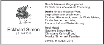 Anzeige  Eckhard Simon  Lippische Landes-Zeitung